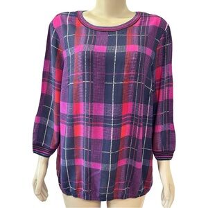 Rabe Magrnta, Navy & Red Check Print Top.